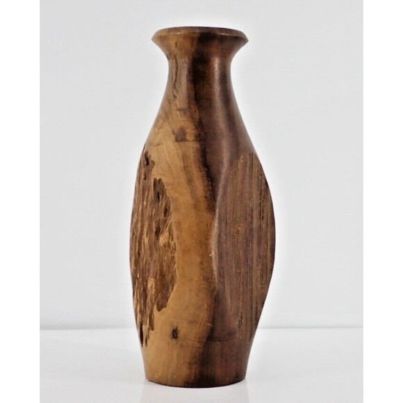 Handmade Australian Signed Red Gum Wood Vase K. Mugnaih Natural Finish - Picture 3 of 7